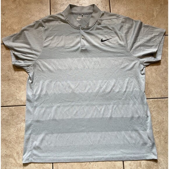 Nike Shirt Mens XXL Grey Dri-Fit Blade Collar Golf Performance Snap Button - Picture 1 of 8